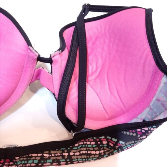 LA VIE EN ROSE Push Up Bikini Swim Suit Embroidery Print 2pc High Waist Bottom - Picture 9 of 16